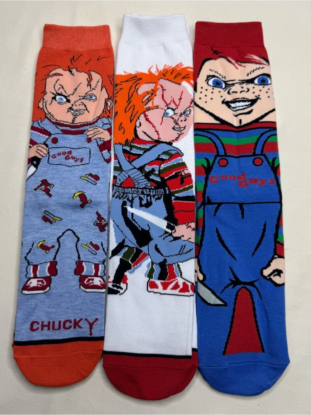 3 Pairs of Chucky 360 degree character socks